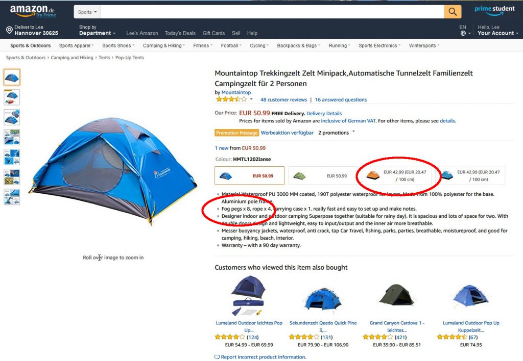 Fig. 1: Fog pegs and tents by the centimetre