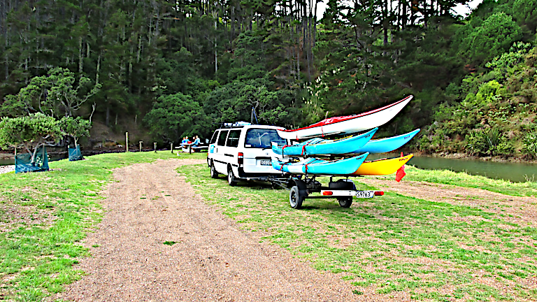 Trailer with boats loaded